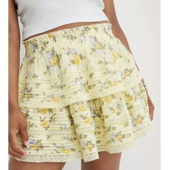 Aerie Rock 'n' Ruffle Floral Ruffle Tiered Mini Skirt XS Boho Fairy Coquette Y2K - Picture 2 of 9